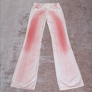 Diesel White and Pink Gradient Flare Jeans